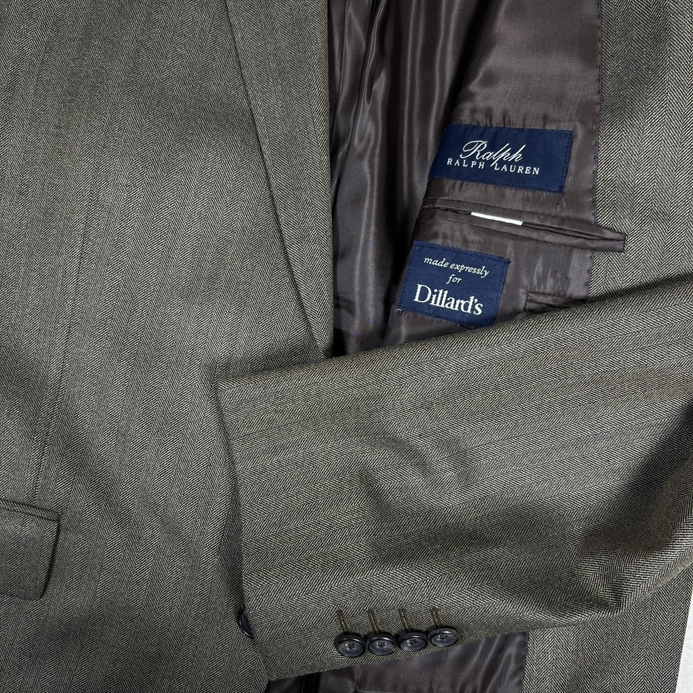Ralph Lauren Blazer Mens 46L Brown Herringbone Silk Wool Sport Coat Jacket